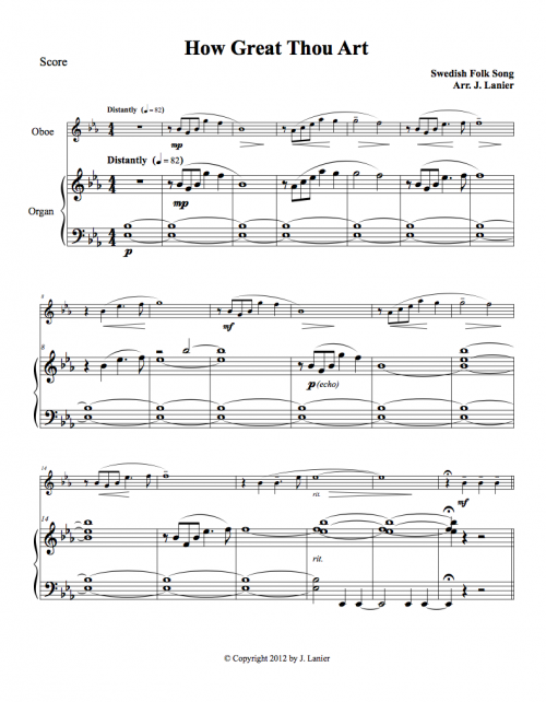 How Great Thou Art for Oboe and Organ (Alternate parts available